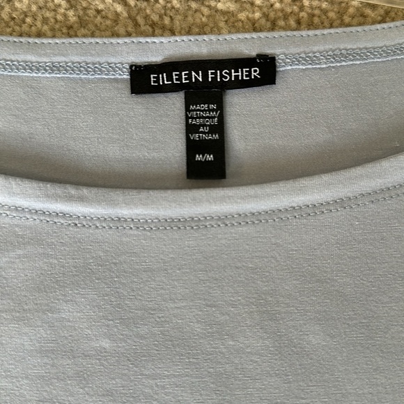 Eileen Fisher Wistr Fine Tencel Jersey Stretch Bateau Neck Tunic Blue Medium - Picture 3 of 10